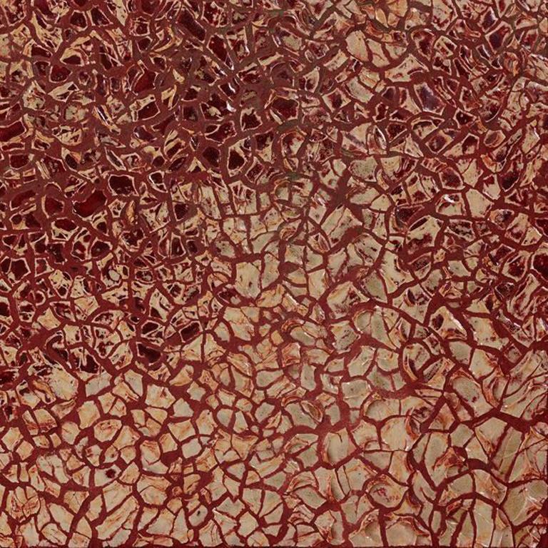 mural ceramic, warm red tone, 3D - Brown Abstract Sculpture by Qu Yi