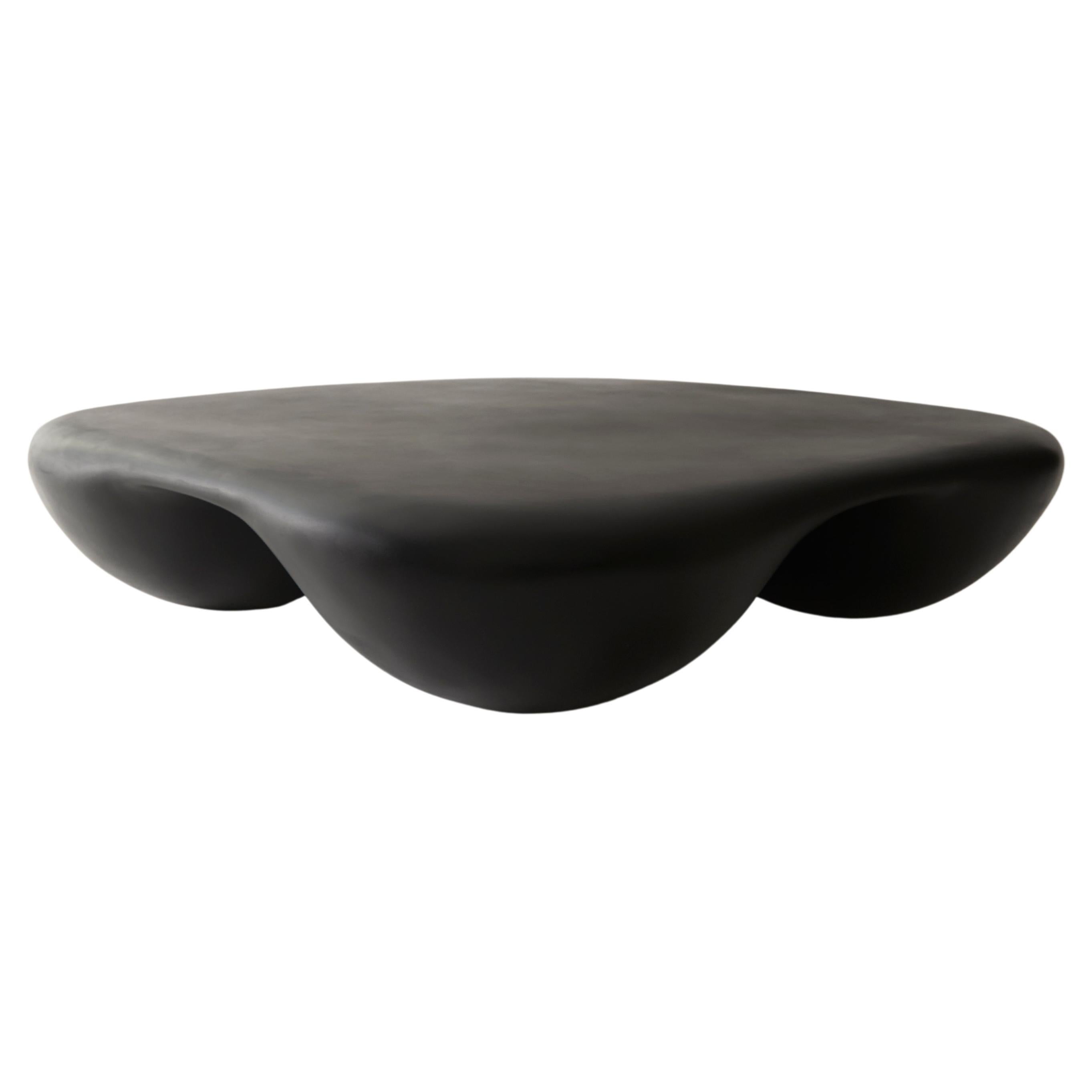 Black Square Quad Coffee Table in Stone Composite, Crafted by Mike Serra