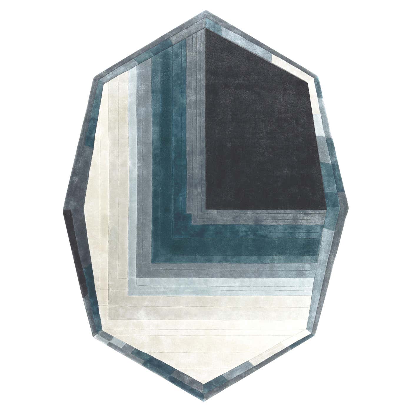 QUAD Hand Tufted Modern Shaped Silk Rug in Emerald Green Colour By ...