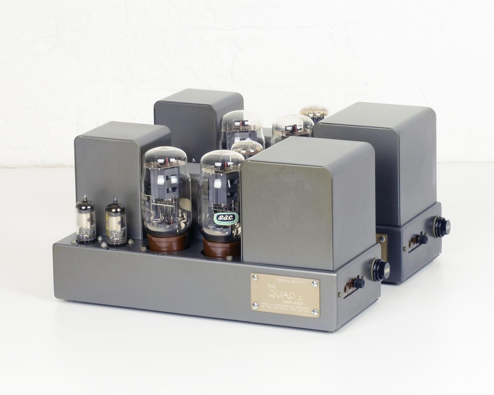 Mid-Century Modern Quad II Amplifiers, 1953, Superb Pair of Power Amps, Original KT66 Valves/Tubes