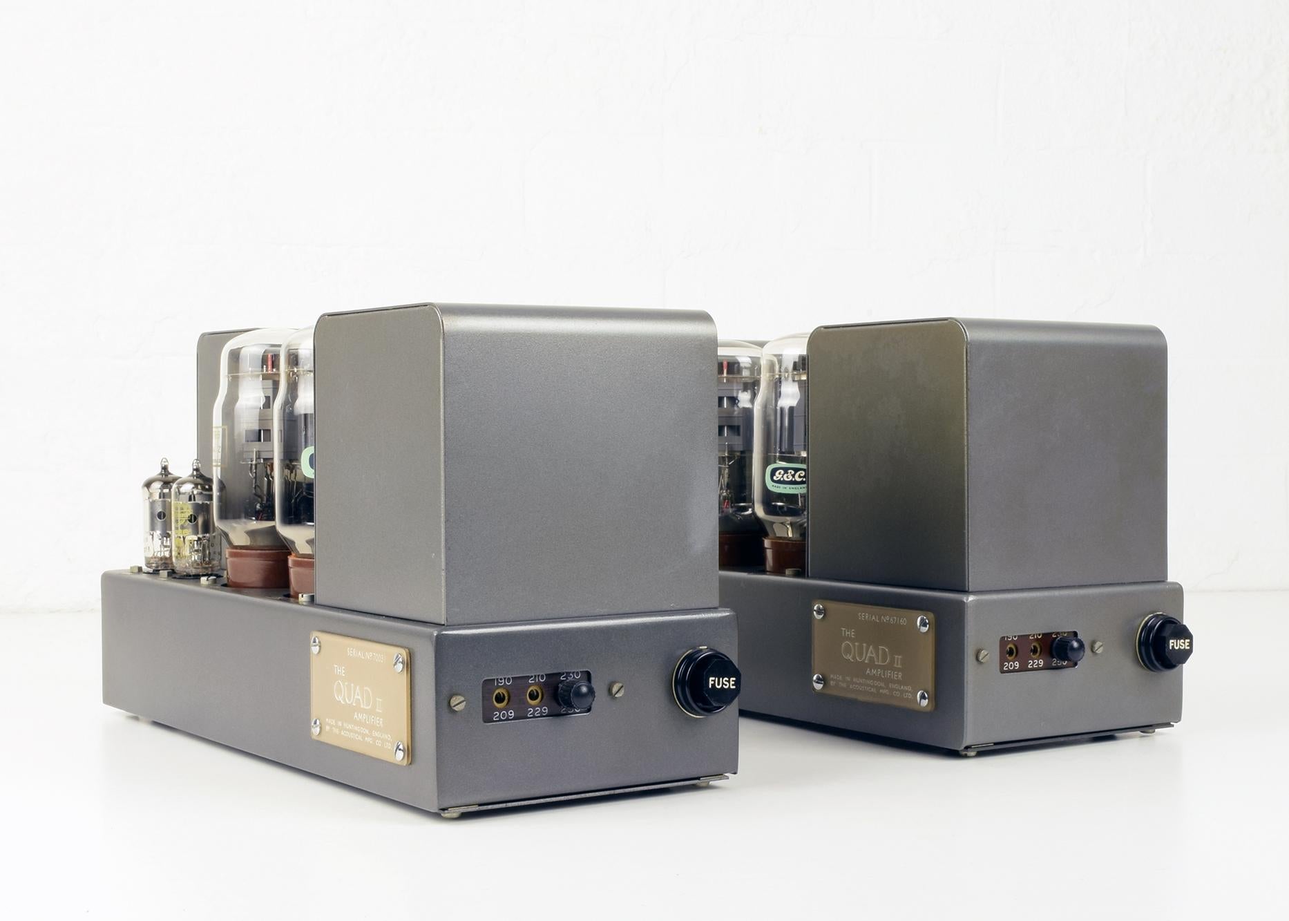 British Quad II Amplifiers, 1953, Superb Pair of Power Amps, Original KT66 Valves/Tubes