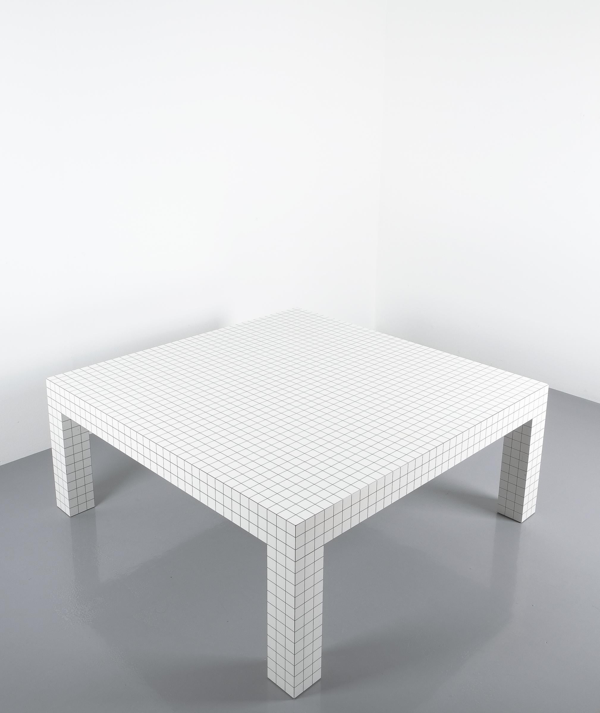 Quaderna White Grid Coffee Table Superstudio for Zanotta, 1970s, Italy 4