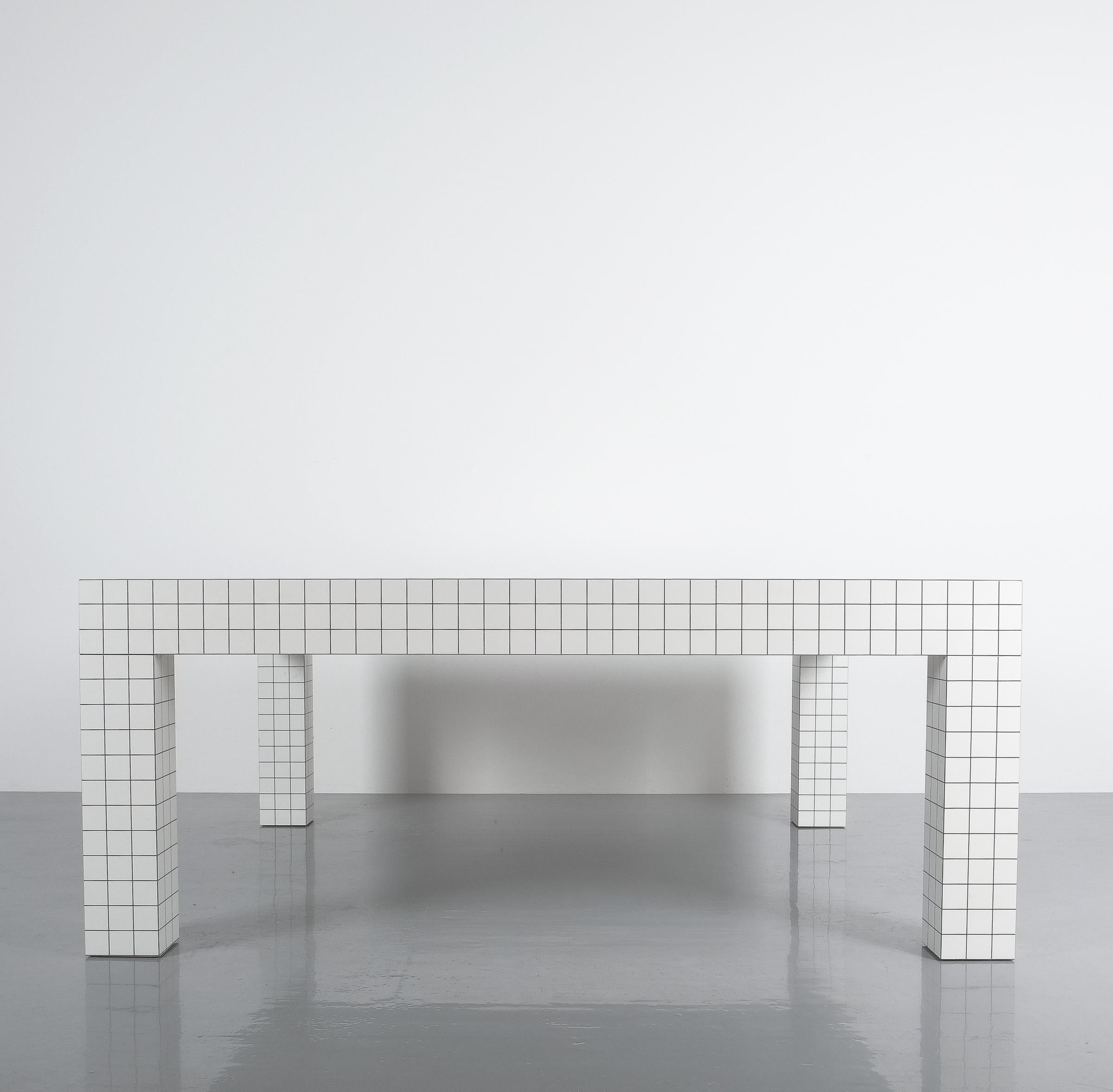 Space Age Quaderna White Grid Coffee Table Superstudio for Zanotta, 1970s, Italy