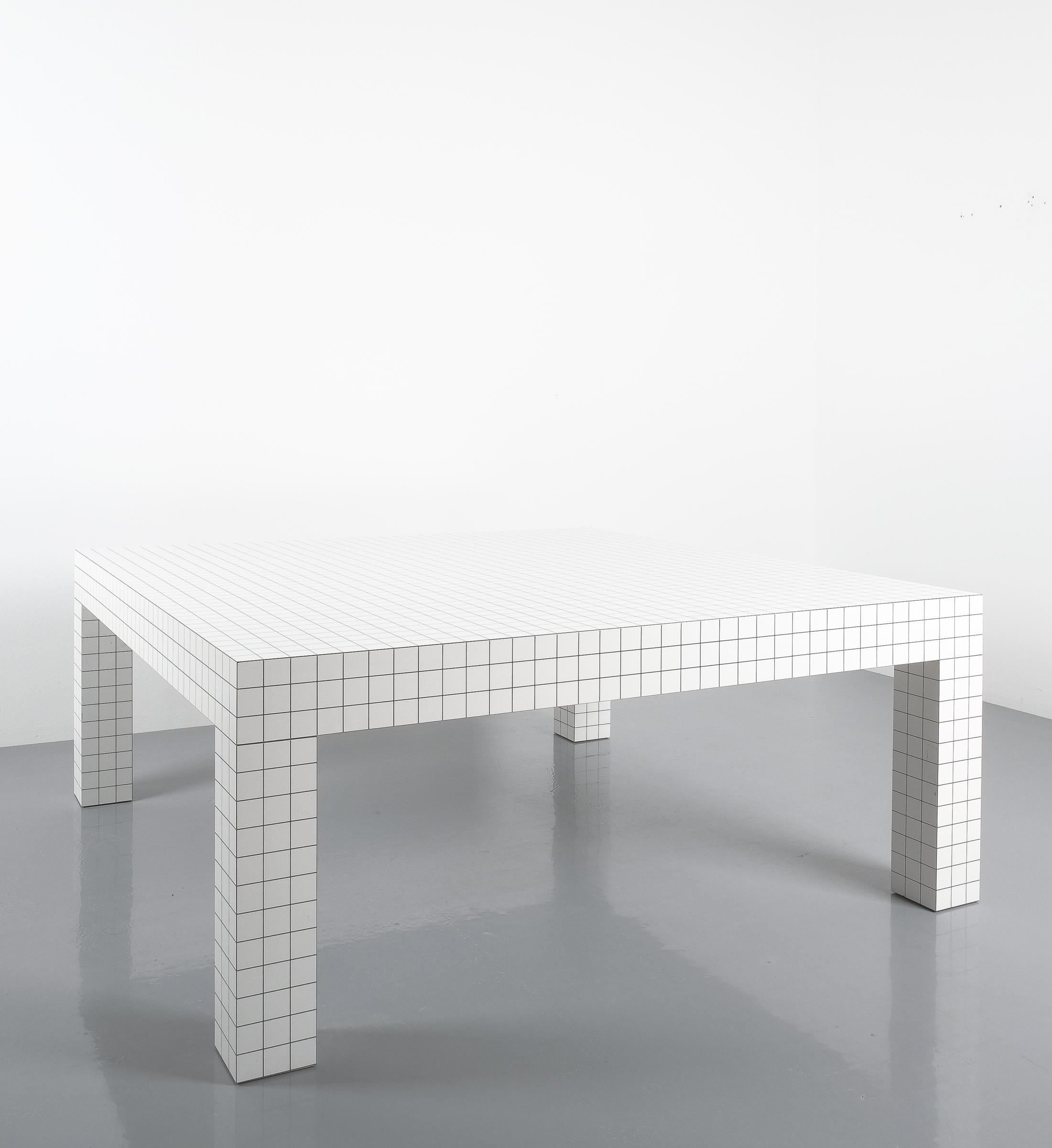 Space Age Quaderna White Grid Coffee Table Superstudio for Zanotta, 1970s, Italy