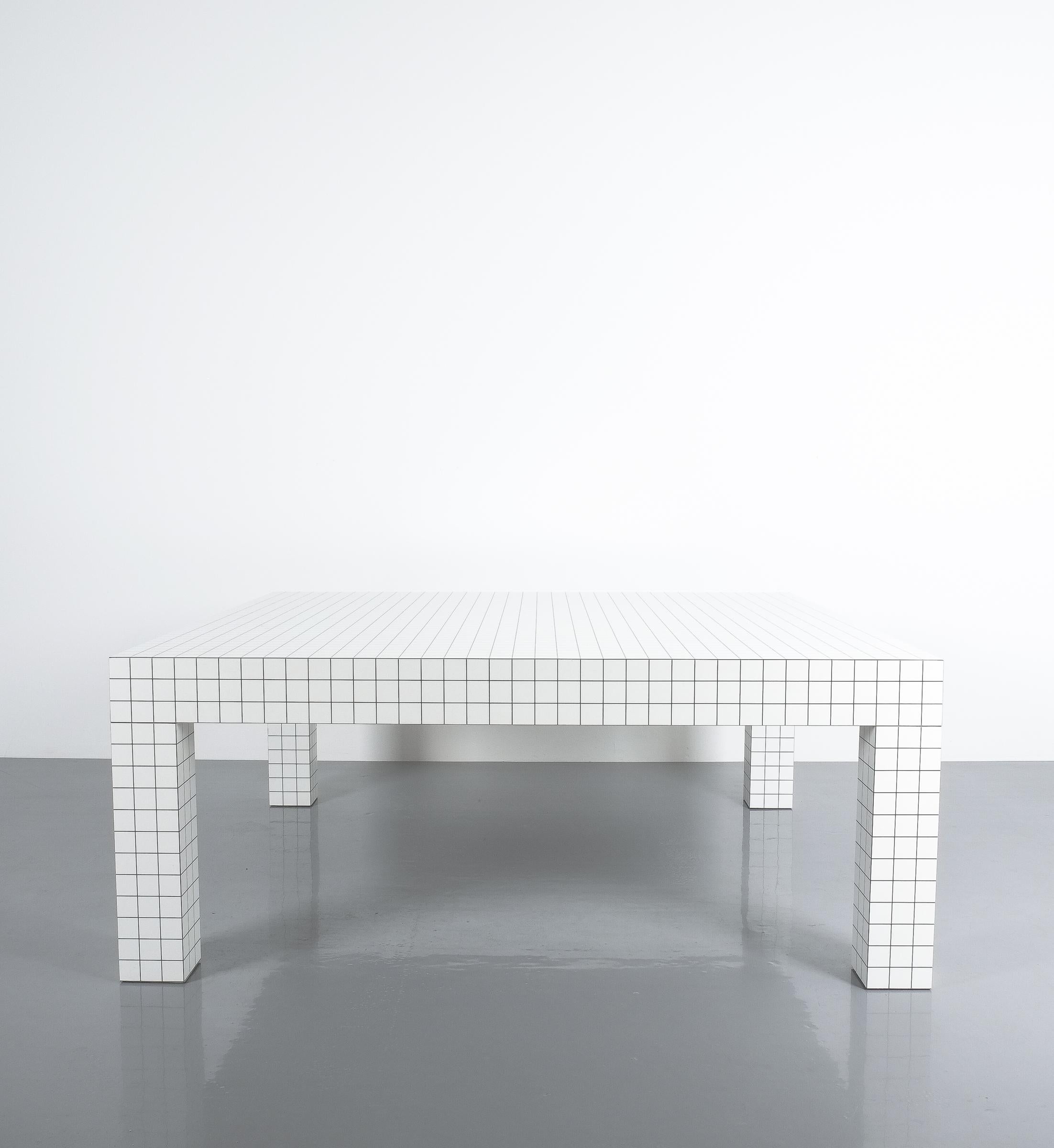 Laminated Quaderna White Grid Coffee Table Superstudio for Zanotta, 1970s, Italy