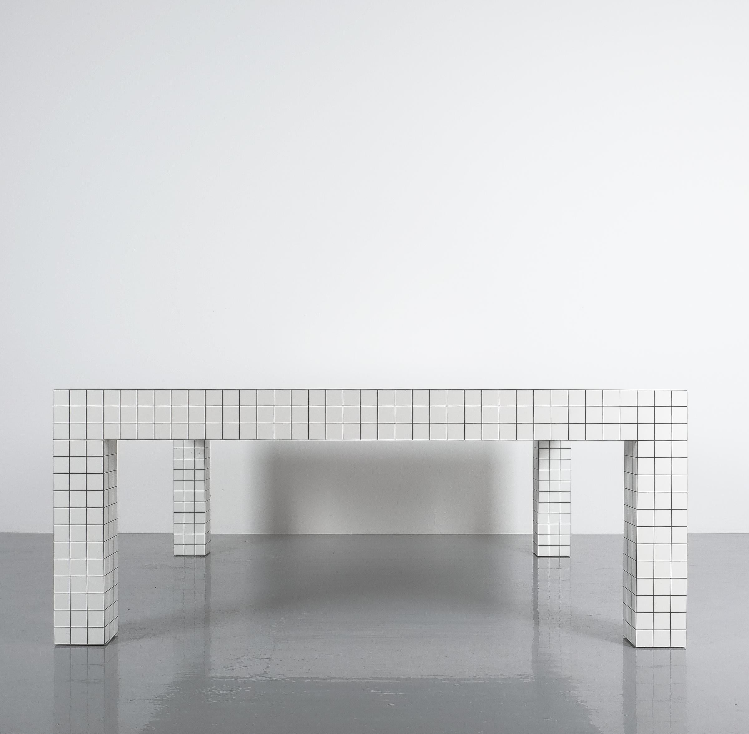 Quaderna White Grid Coffee Table Superstudio for Zanotta, 1970s, Italy In Good Condition In Vienna, AT
