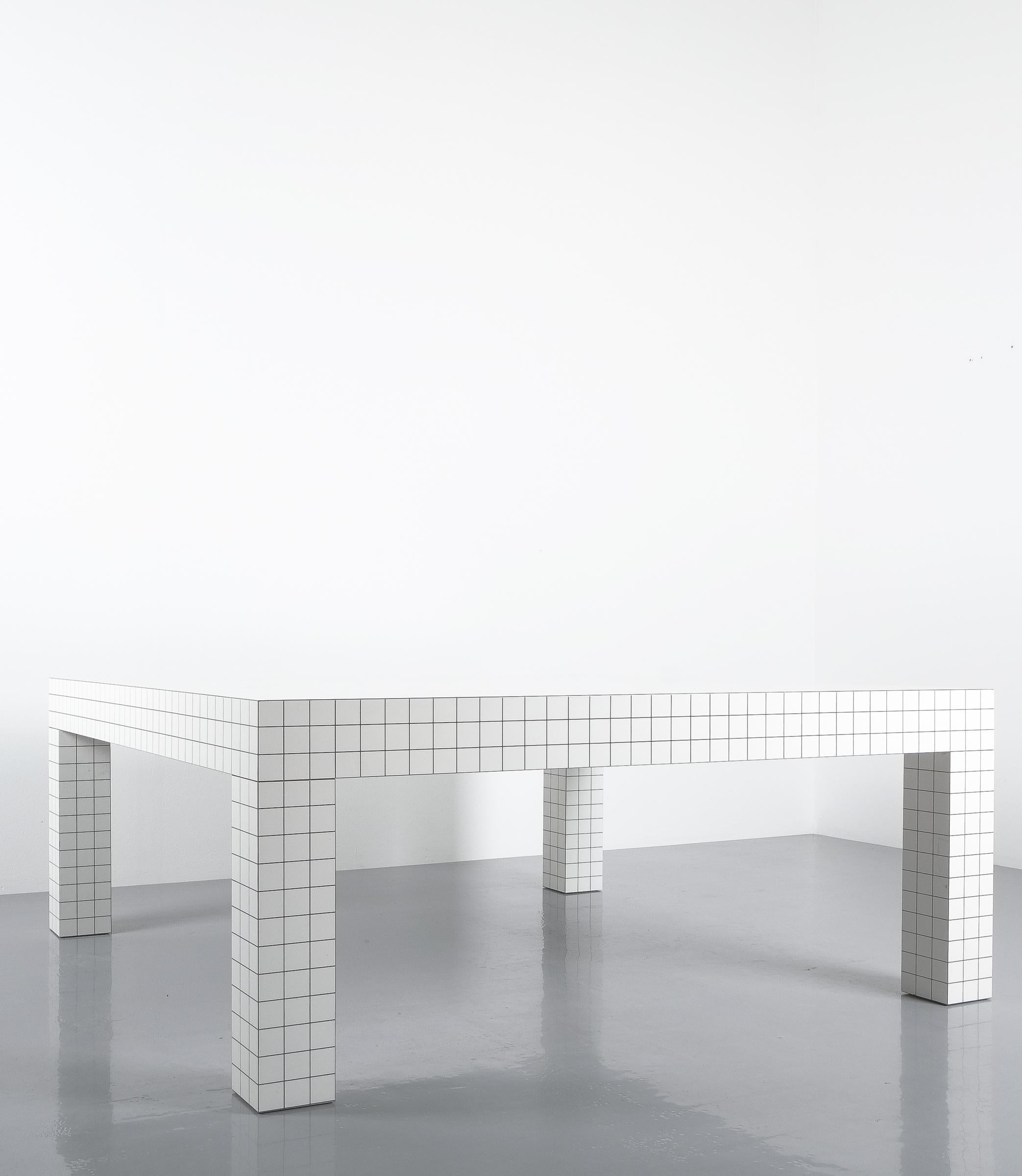 Wood Quaderna White Grid Coffee Table Superstudio for Zanotta, 1970s, Italy