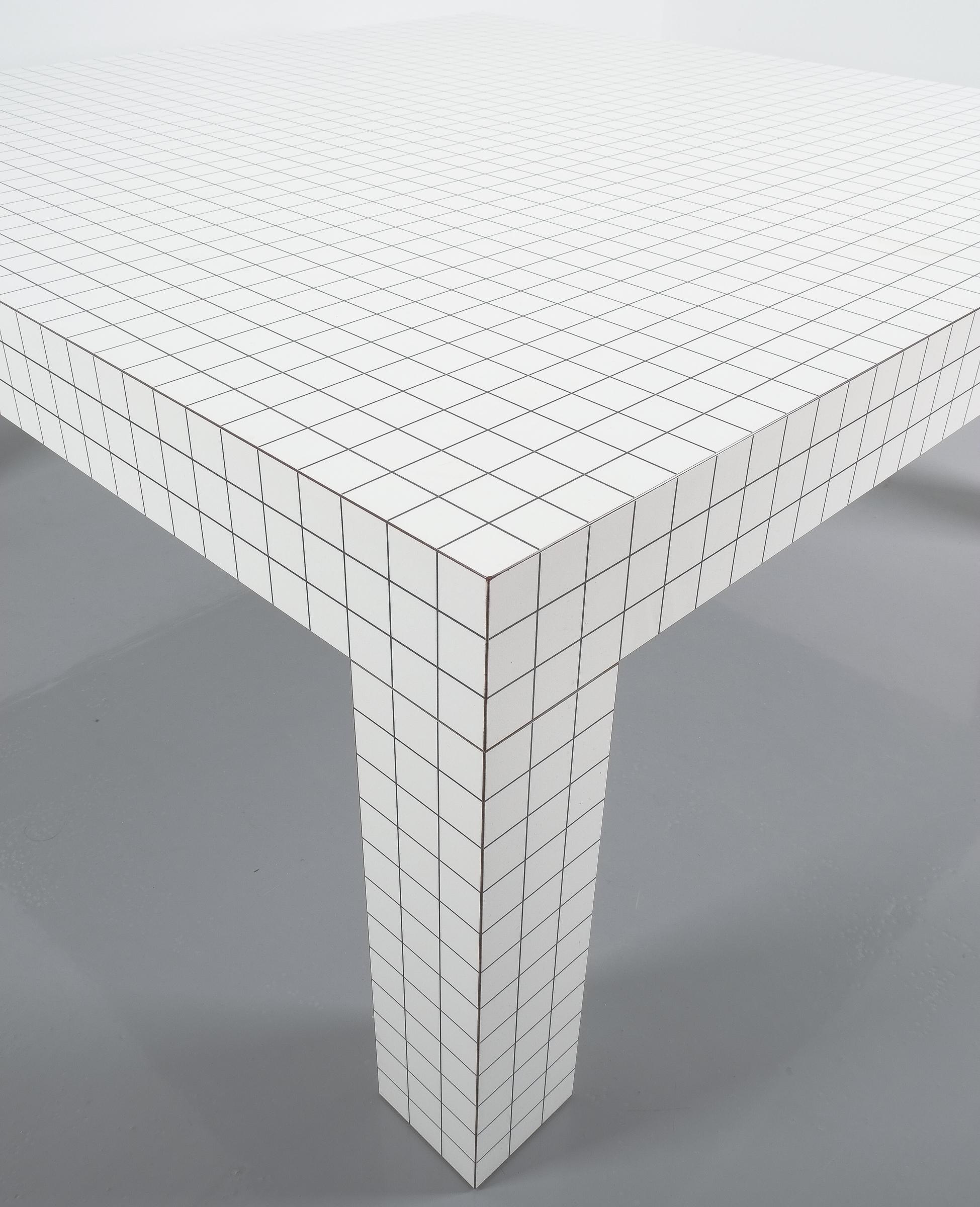 Wood Quaderna White Grid Coffee Table Superstudio for Zanotta, 1970s, Italy