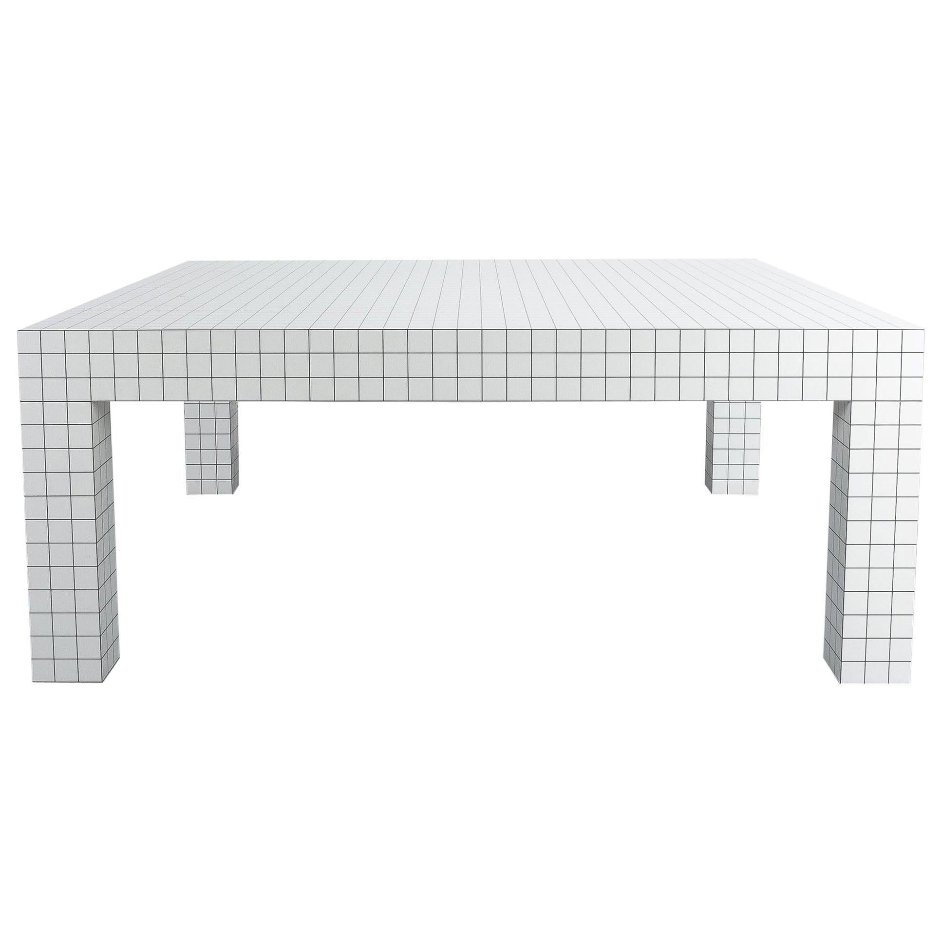 Quaderna White Grid Coffee Table Superstudio for Zanotta, 1970s, Italy