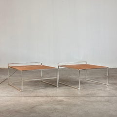 "Quadra" Bedside/Small Nesting Tables in Cognac Leather by Poltrona Frau, 1970s