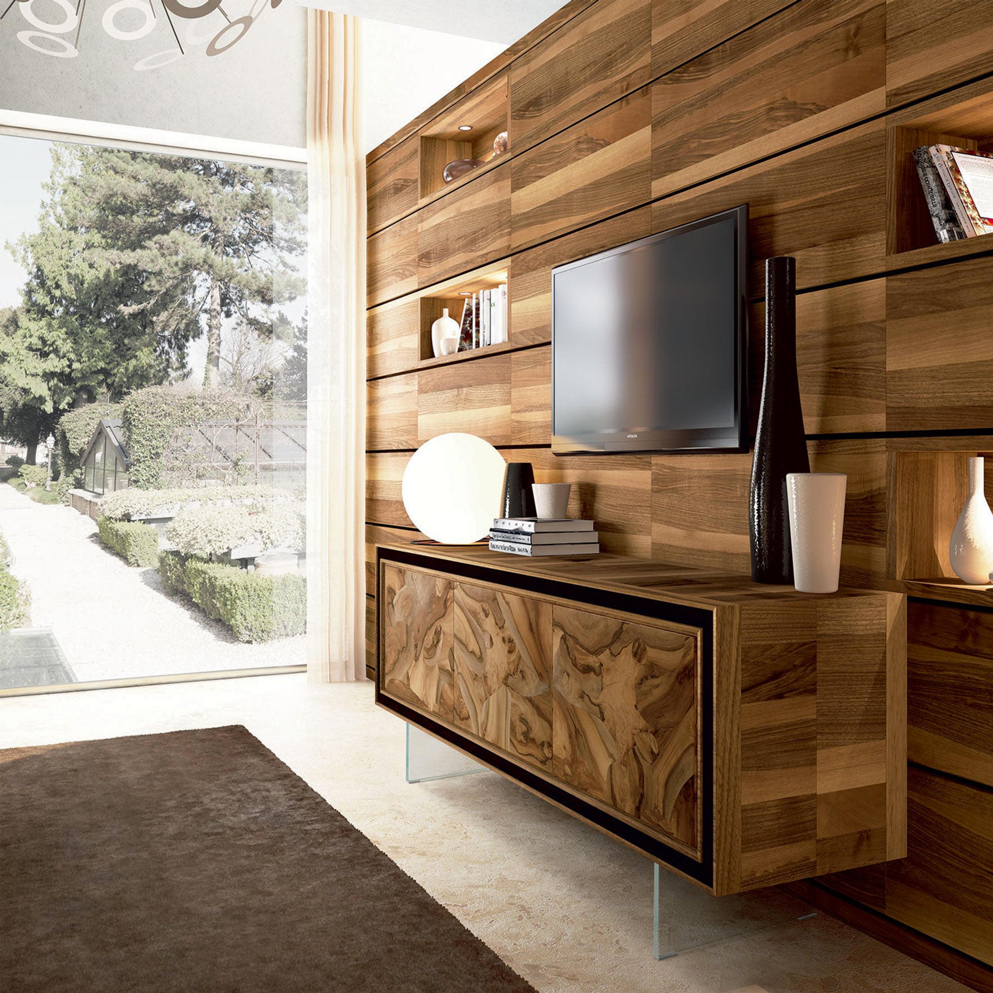 italien Quadra Buffet en bois massif, Wood Wood, Briar en finition Nature, Contemporary en vente