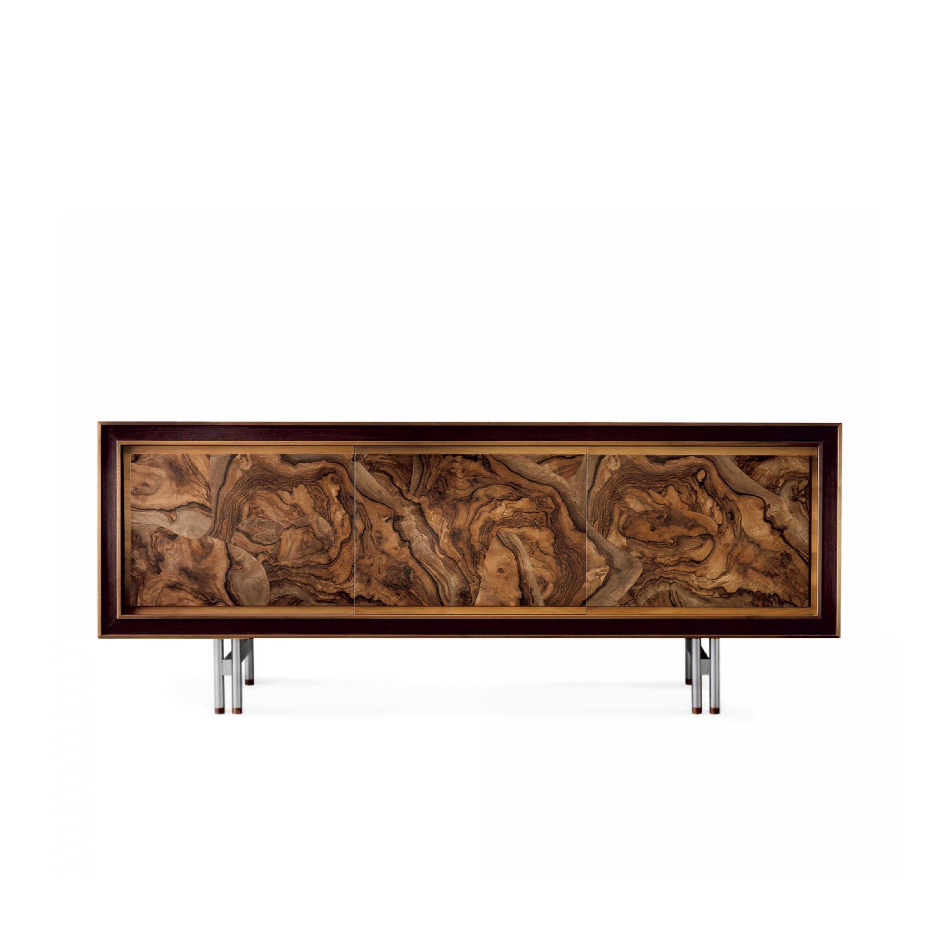 Copper Quadra Solid Wood Sideboard, Walnut, Briar in Natural Finish, Contemporary For Sale