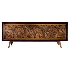 Quadra Solid Wood Sideboard, Walnut, Briar in Natural Finish, Contemporary