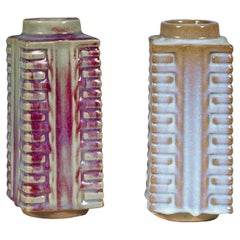 Quadrangular Flambé Vases Inspired by Neolithic Ritual Cong Objects, Sold Each