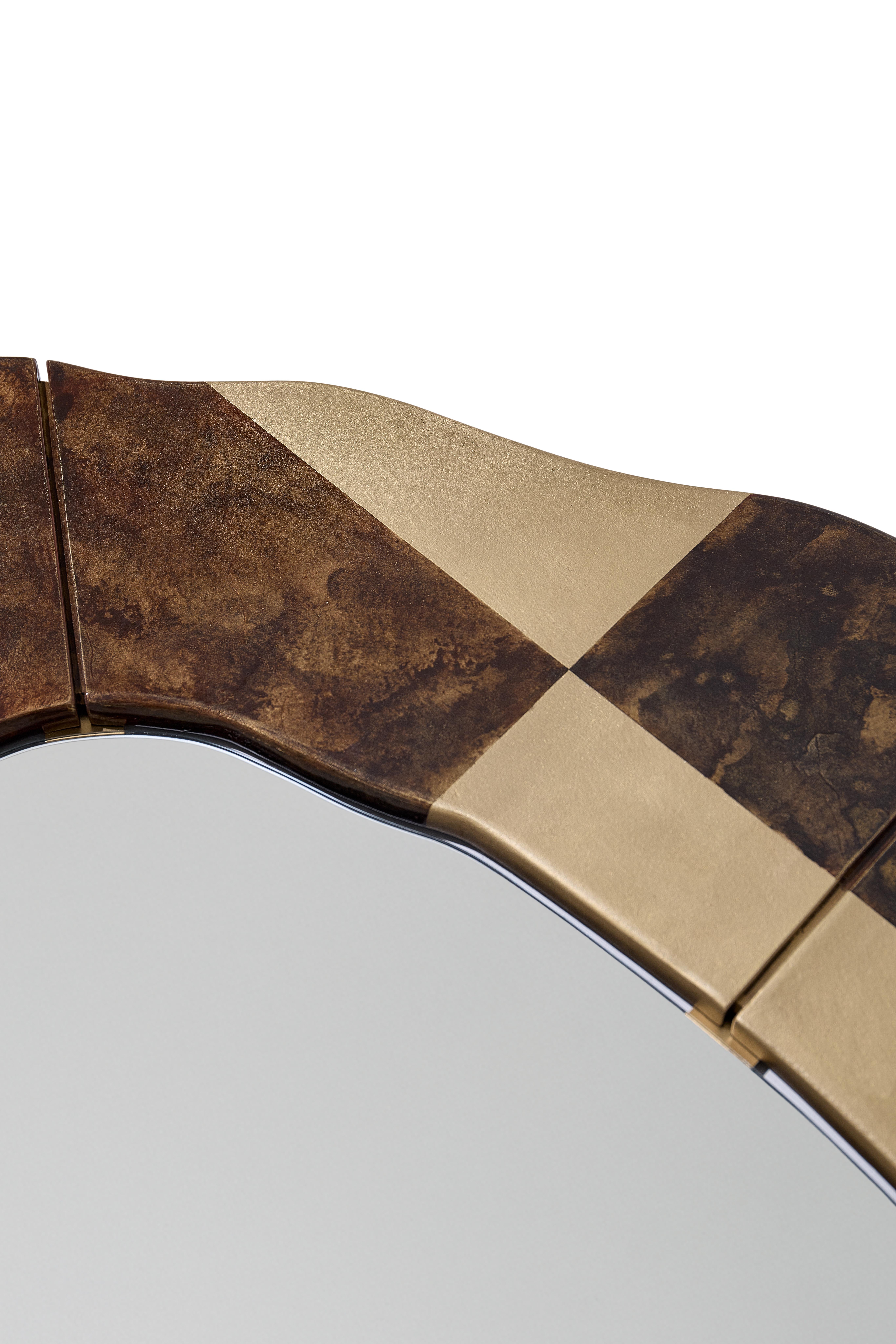 Portuguese 'Quadrant' Mirror by Marta Delgado, Brushed Brass For Sale