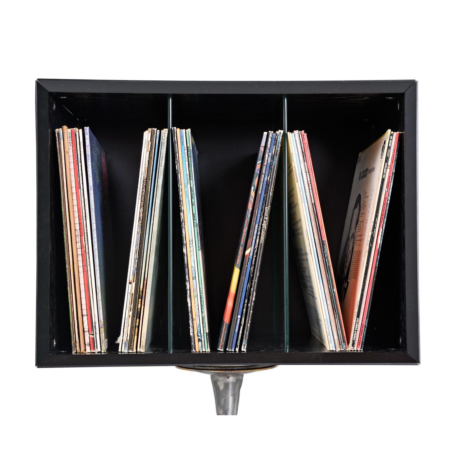 Ebonized LP Record Storage Cabinet on Saarinen Style Tulip Base by Quadraspire