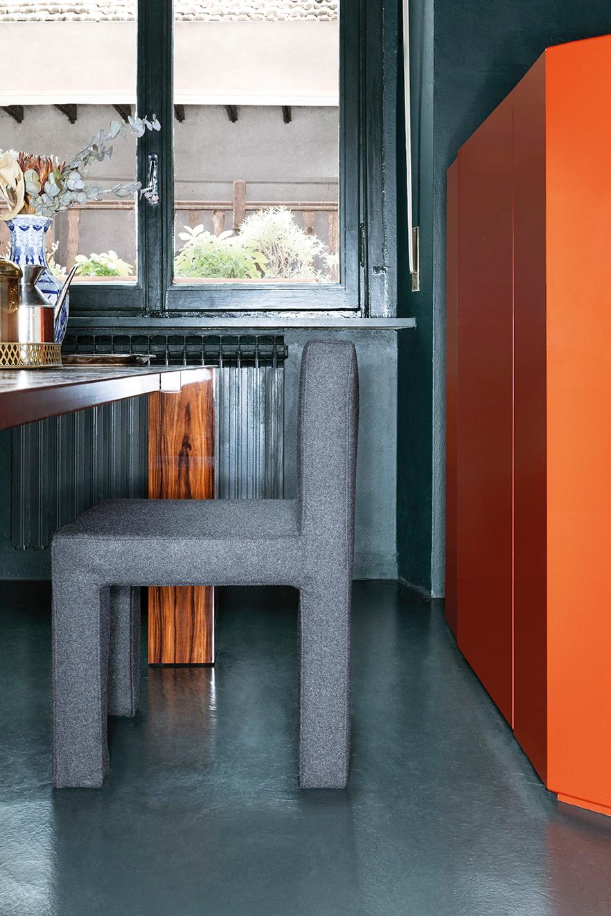 Quadrata, gerader, weicher Stuhl aus recycelter Wolle, Dainelli Studio für Somaschini (Italian) im Angebot