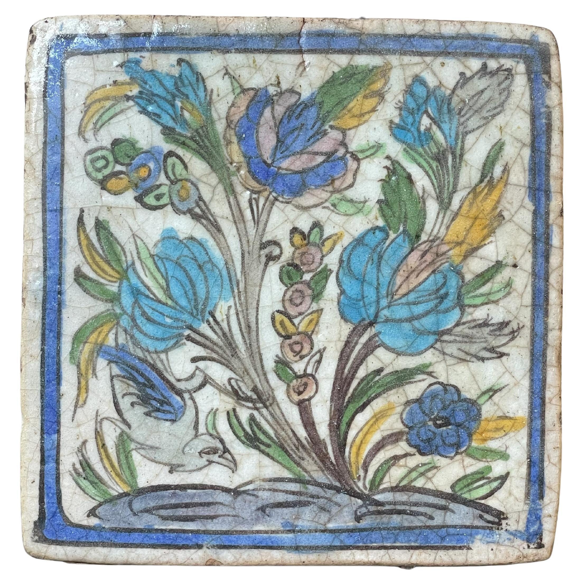 Quadratic Qajar Tile For Sale