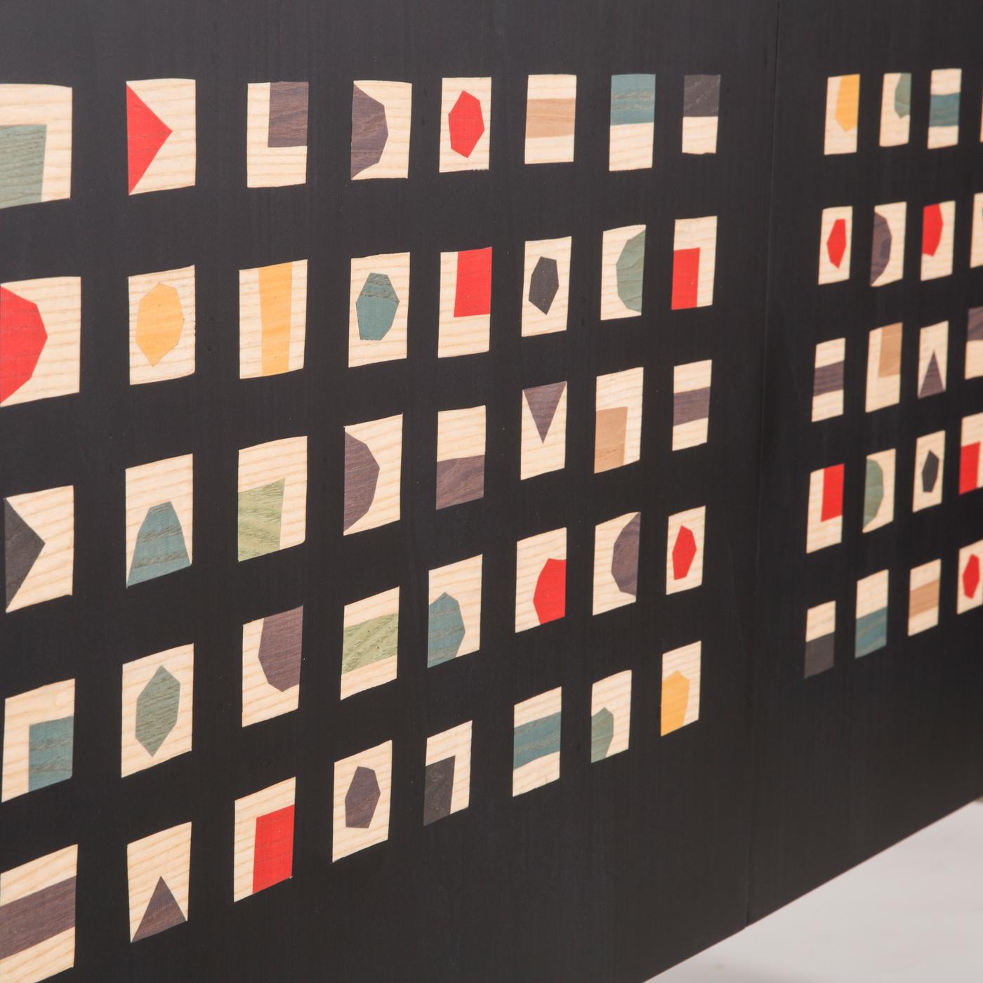 Modern Quadratini Magici Intarsia Sideboard by Aoi Hubert Kono