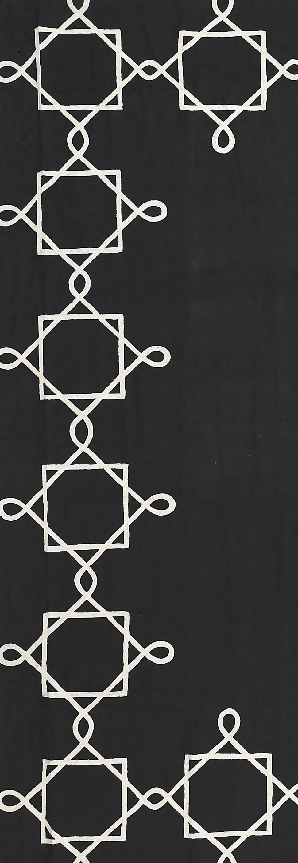 Quadrato Magico, umgekehrter Kaschmir-Wollteppich mit Kettenstickereien, entworfen von Barbara Frua (Moderne der Mitte des Jahrhunderts) im Angebot