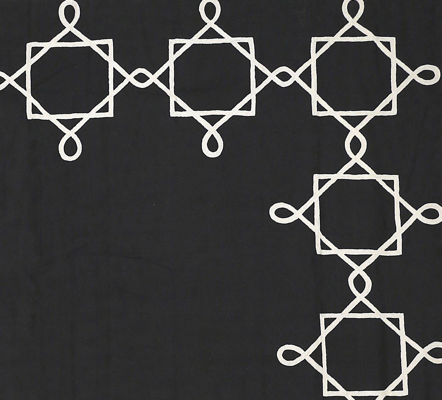 Quadrato Magico, umgekehrter Kaschmir-Wollteppich mit Kettenstickereien, entworfen von Barbara Frua (Indisch) im Angebot