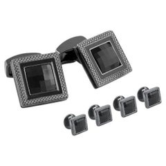 Quadrato Nero Ohrstecker-Set mit schwarzen Swarovski-Elementen