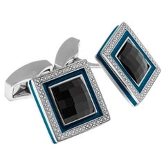 Boutons de manchette Quadrato SW en noir Swarovski Elements (édition limitée)