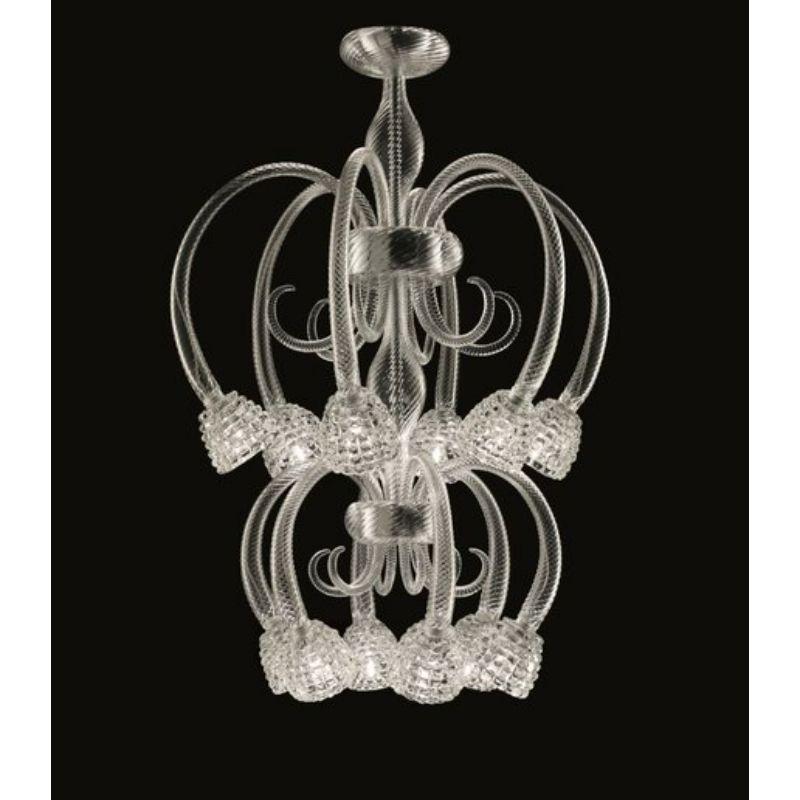 italien Lustre Quadri 5718 à 3 ampoules en cristal vénitien pervenche en vente