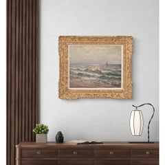 Quadri Antichi, Art Deco, Quadri Marine Con Onde E Veliero, Inizio XX