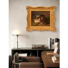 Tableaux anciens représentant trois chats, huile sur toile, fin du XIXe siècle
