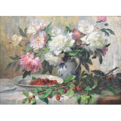 Quadri Antichi Di Fiori, Nature Morte Con Fiori, Olio Su Tela, Fine XIX secolo.