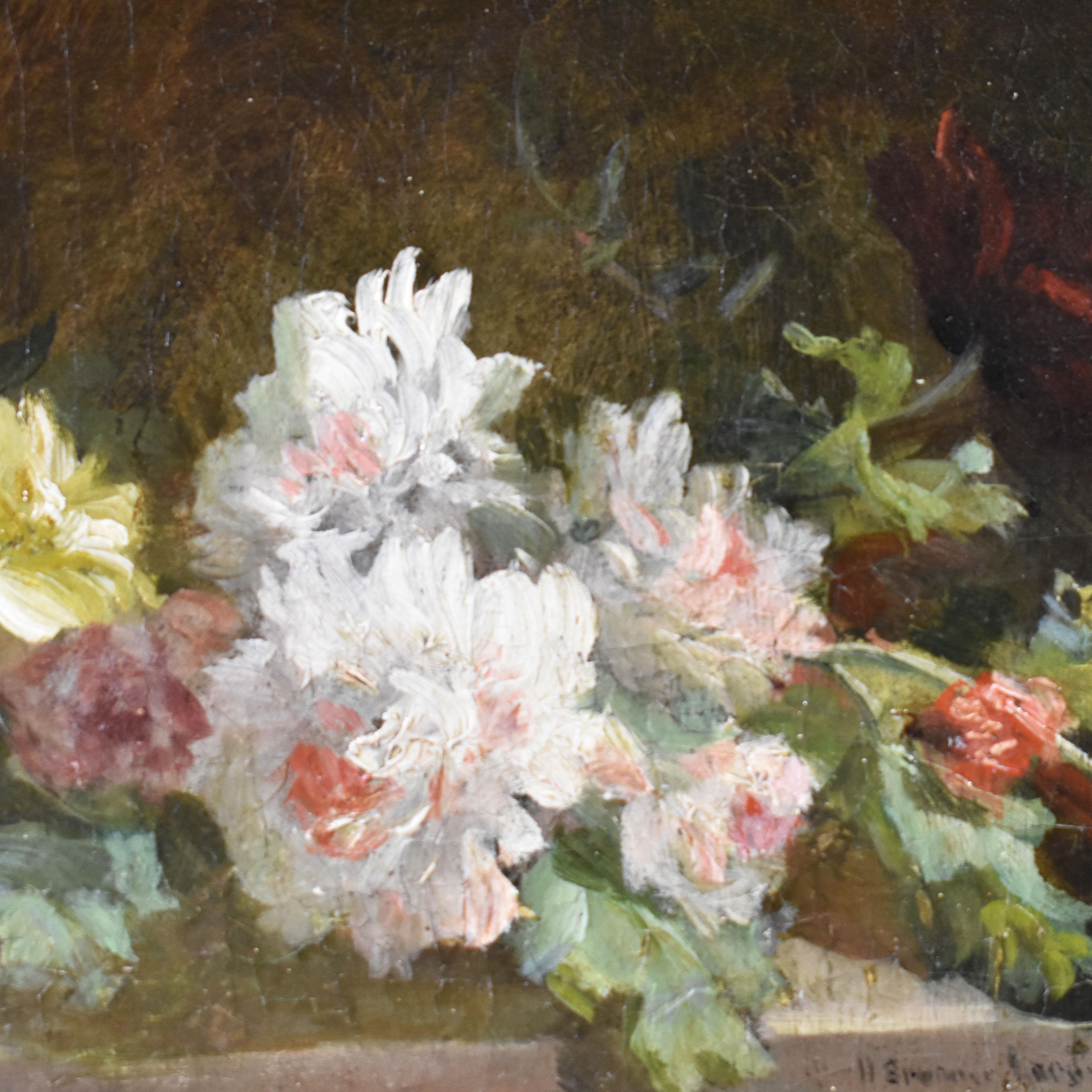 Quadri Antichi, Fiori Di Rose, Piccola Pittura Olio Su Tela Francese, Epoca XIX. In condizioni buone a Breganze, VI
