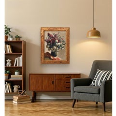 Tableaux de maîtres anciens, nature morte, fleurs printanières d'hortensias, Art nouveau.