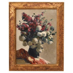 Tableaux de maîtres anciens, nature morte, fleurs printanières d'hortensias, Art nouveau.