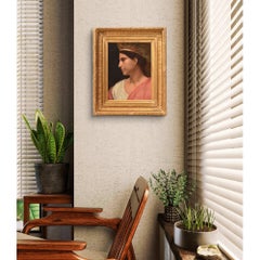 Tableaux de maîtres anciens, huile sur toile, portrait d'une femme néoclassique, 19e siècle