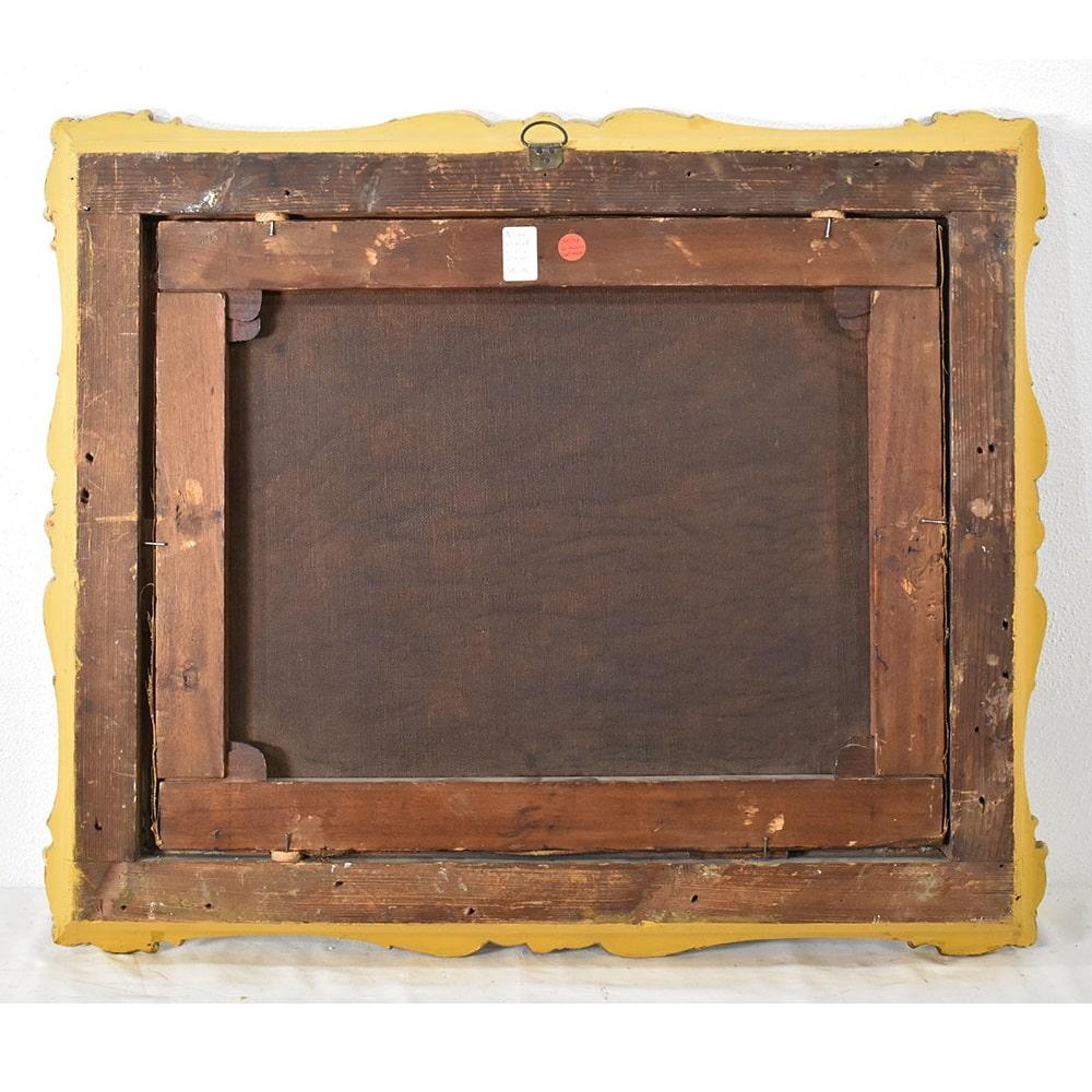 Quadri Antichi, Paesaggio Fluviale Con Bagnanti, Olio Su Tela, Epoca XIX secolo. 1