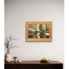 Quadri Antichi, Paesaggio Francese Con Fiume, Olio Su Tela, Primi Del Novecento