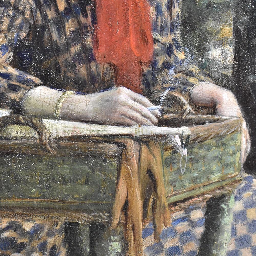 A olio Quadri Antichi, Ritratti Antichi Di Due Giovani Donne Eleganti, XIX Secolo.