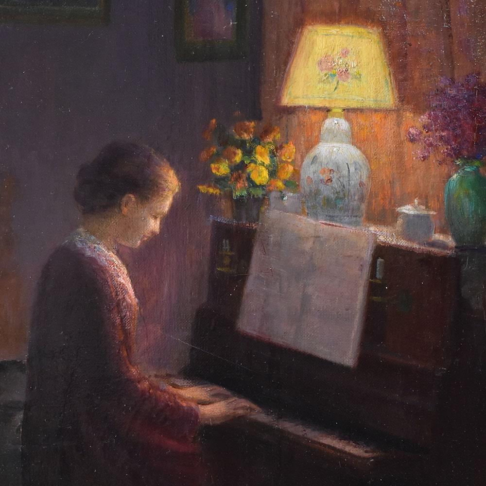 Other Quadri Antichi, Ritratto di Giovane Donna che Suona il Pianoforte, XX Secolo. For Sale