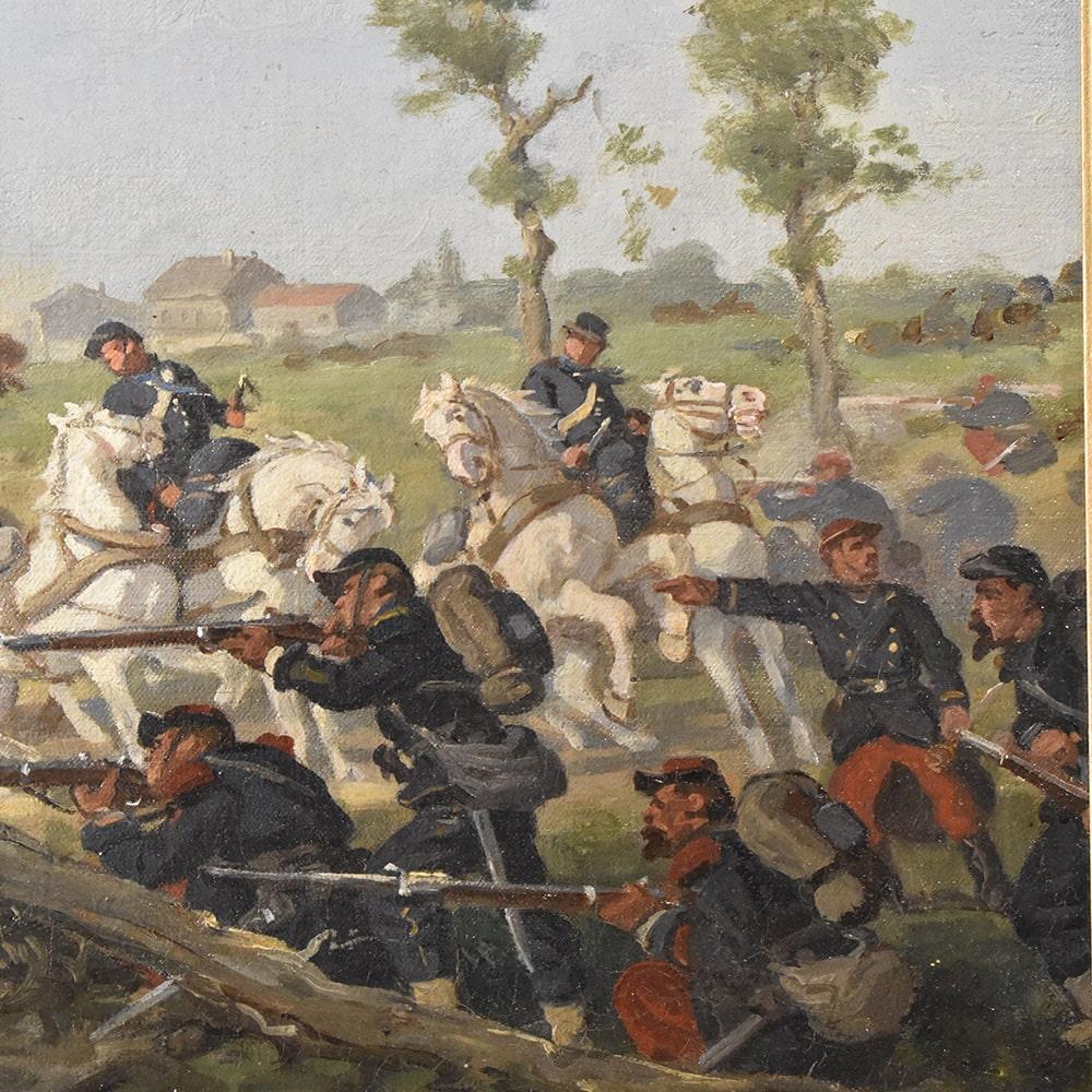 Quadri Antichi, Scena Di Battaglia, Campo Di Battaglia, Olio Su Tela, XIX Secolo (Napoleon III.) im Angebot