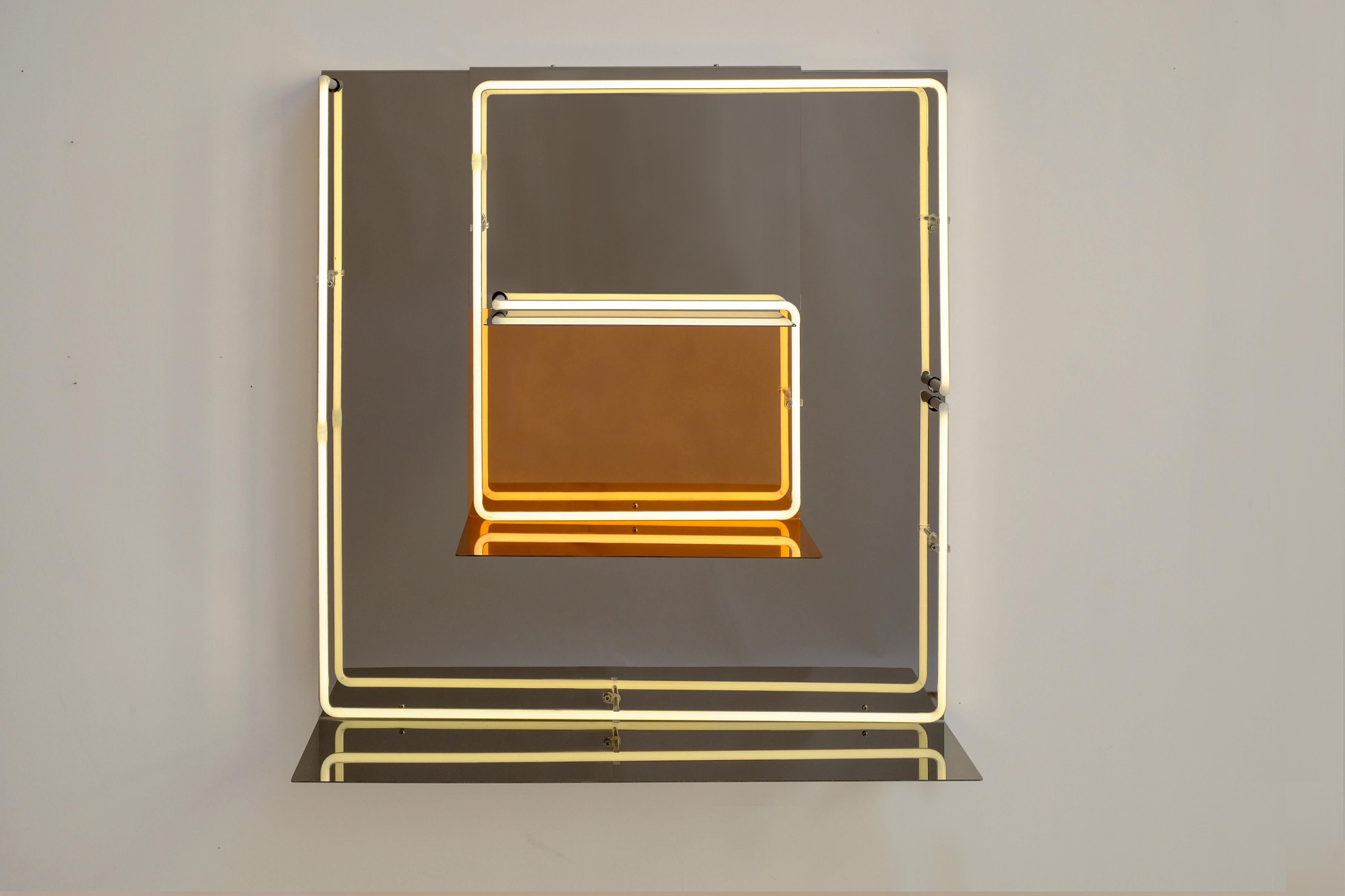 Contemporary Quadri Luminosi in Mirror and Steel Handmade in Italy  For Sale