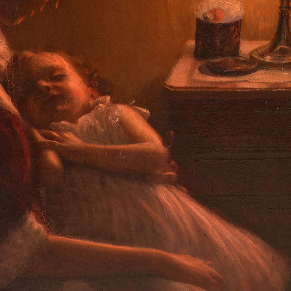20th Century Portrait Paintings, Young Woman With Child, Motherhood, Intimate Family Scene. For Sale
