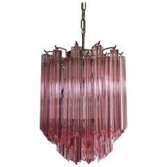 Quadriedri Murano chandelier – 47 pink prisms