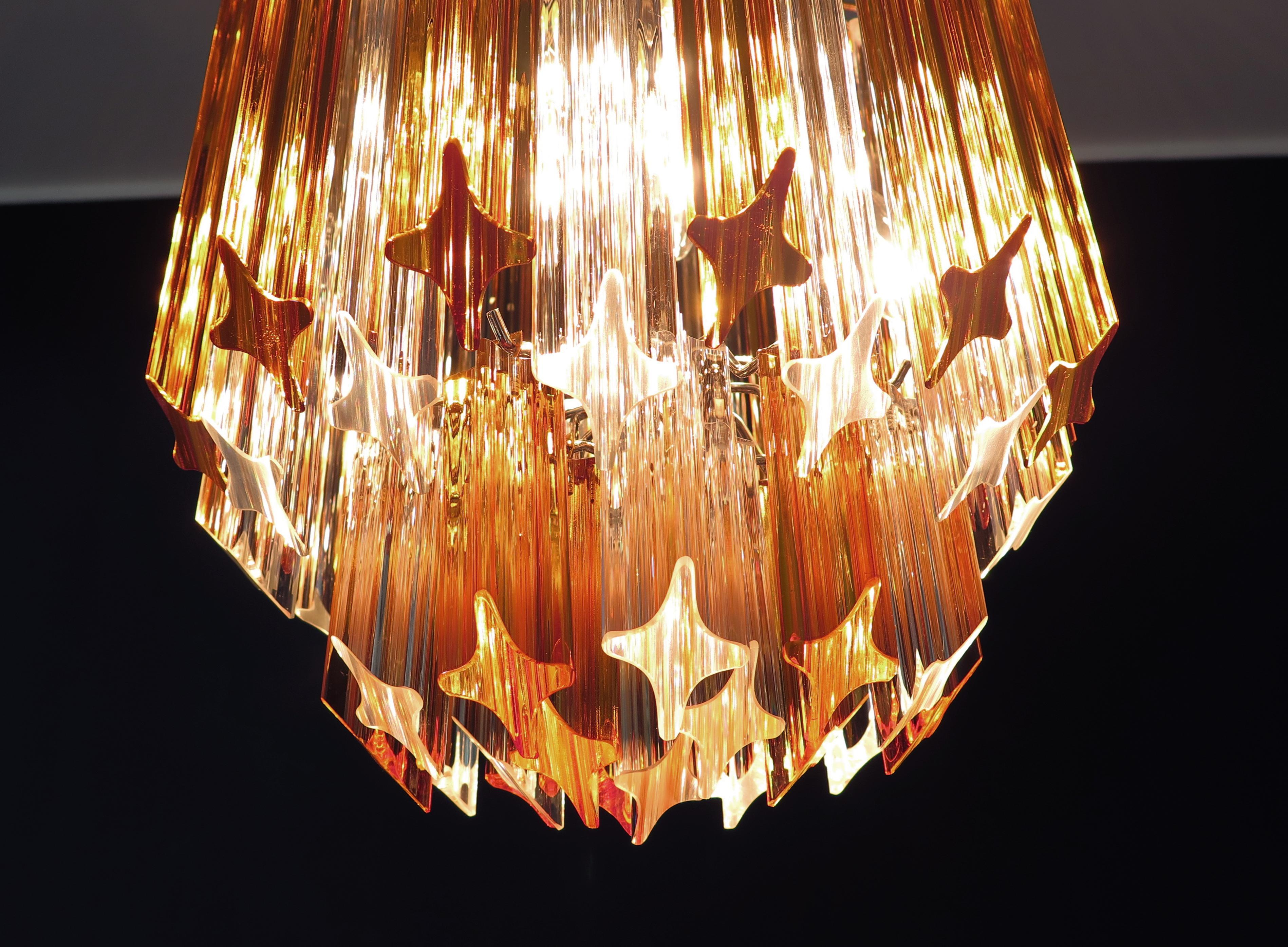 Quadriedri Murano chandelier - 47 prisms - trasparent amber 3