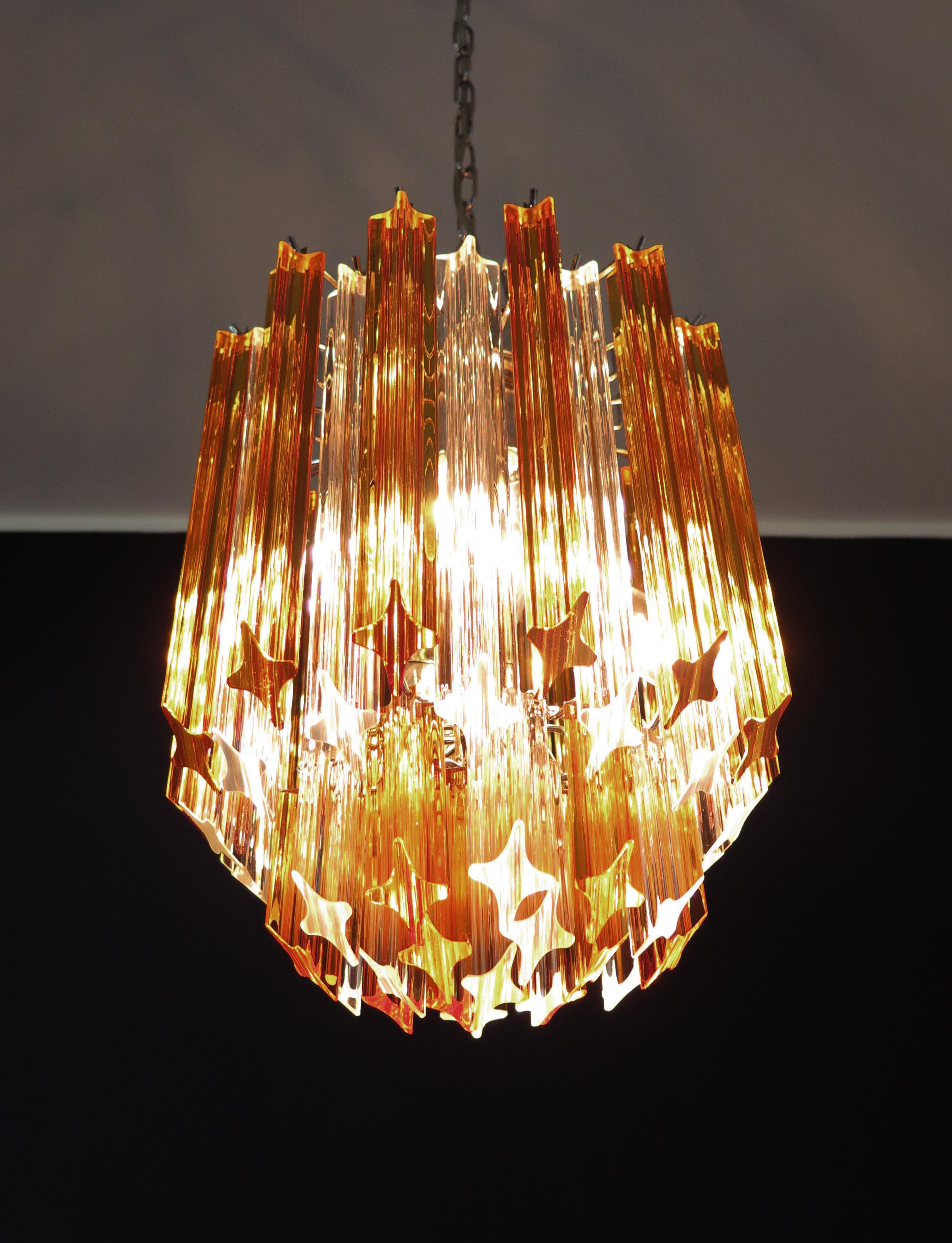 Quadriedri Murano chandelier - 47 prisms - trasparent amber 4