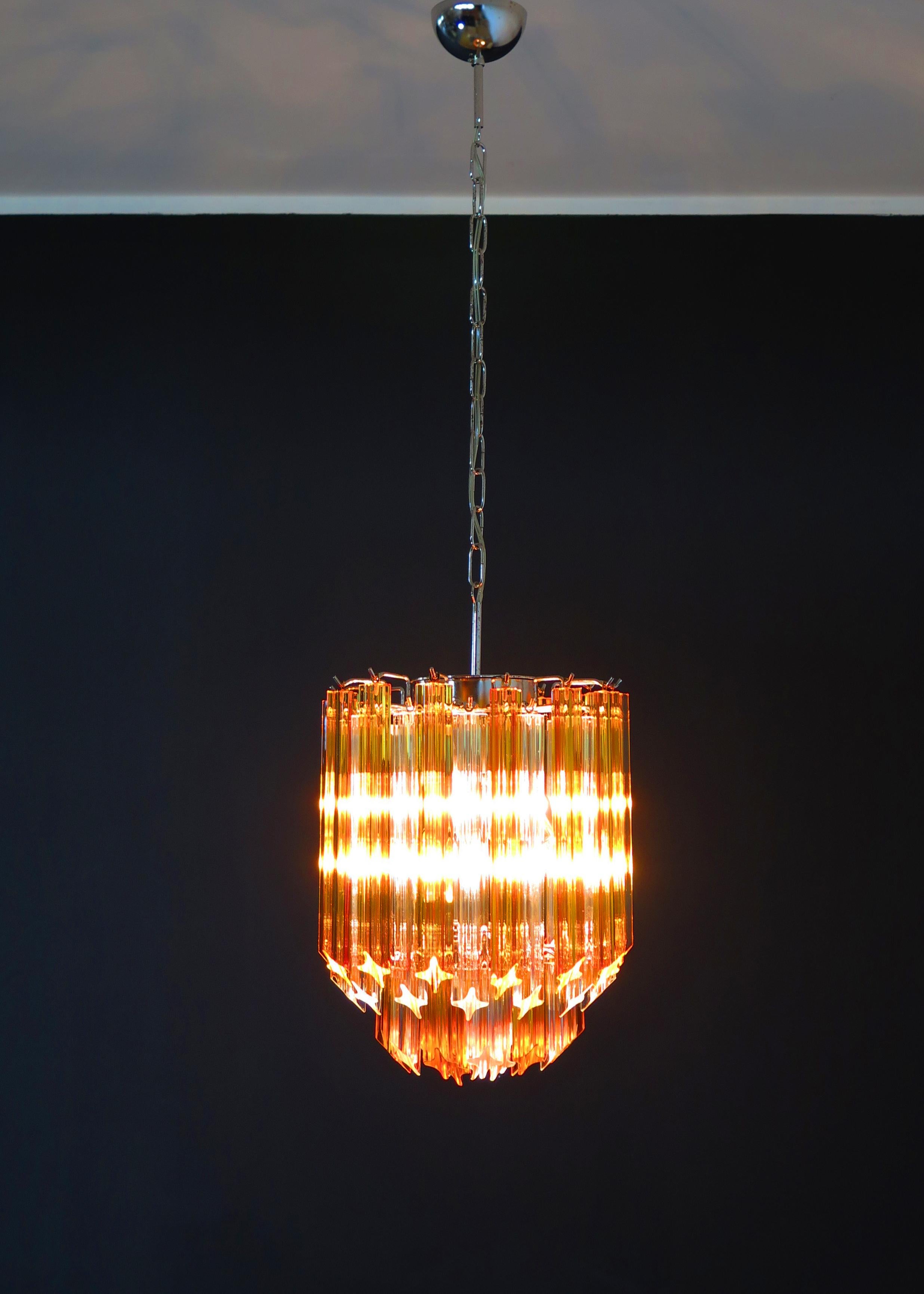 Quadriedri Murano chandelier - 47 prisms - trasparent amber 5