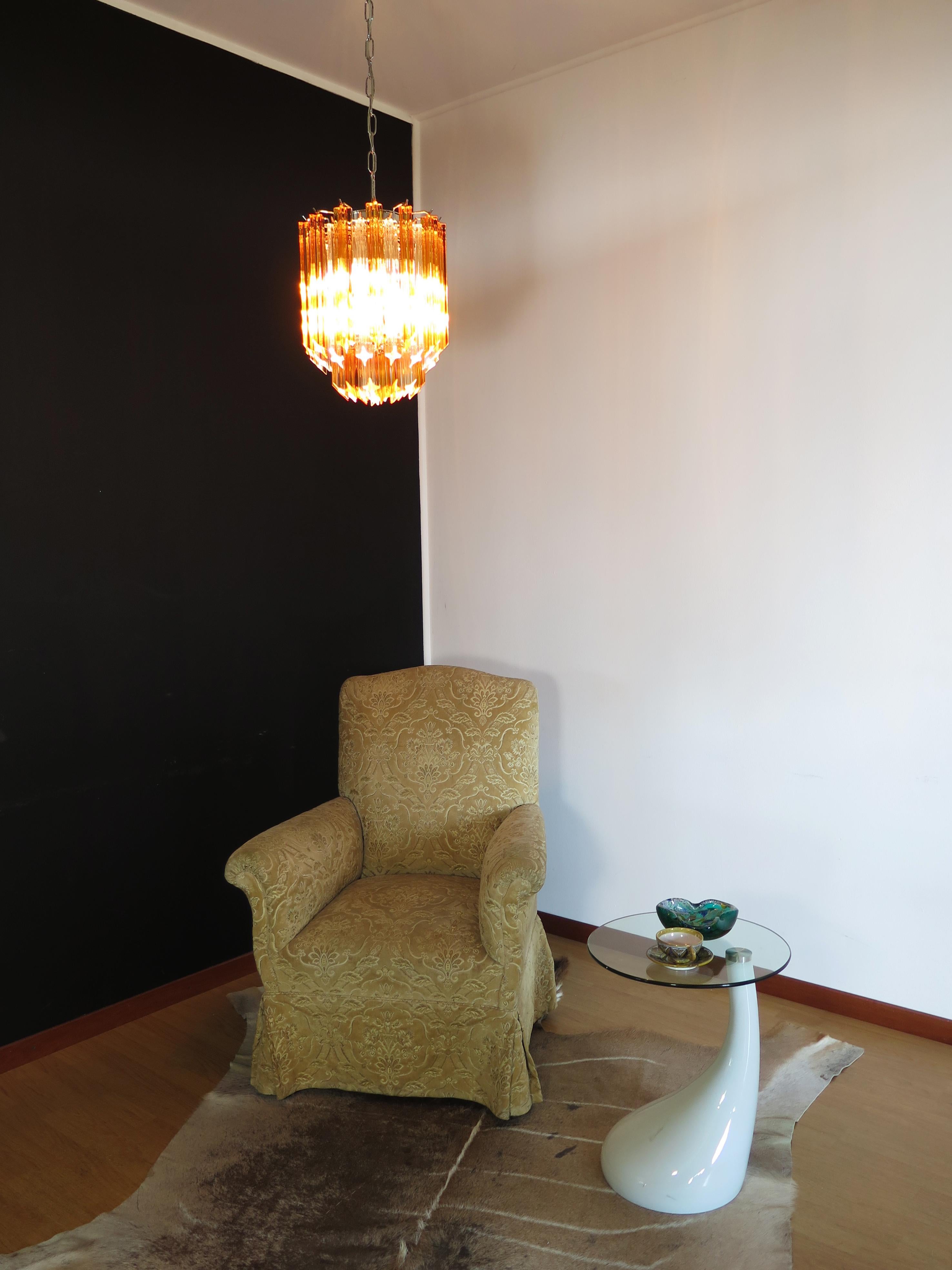 Quadriedri Murano chandelier - 47 prisms - trasparent amber 6