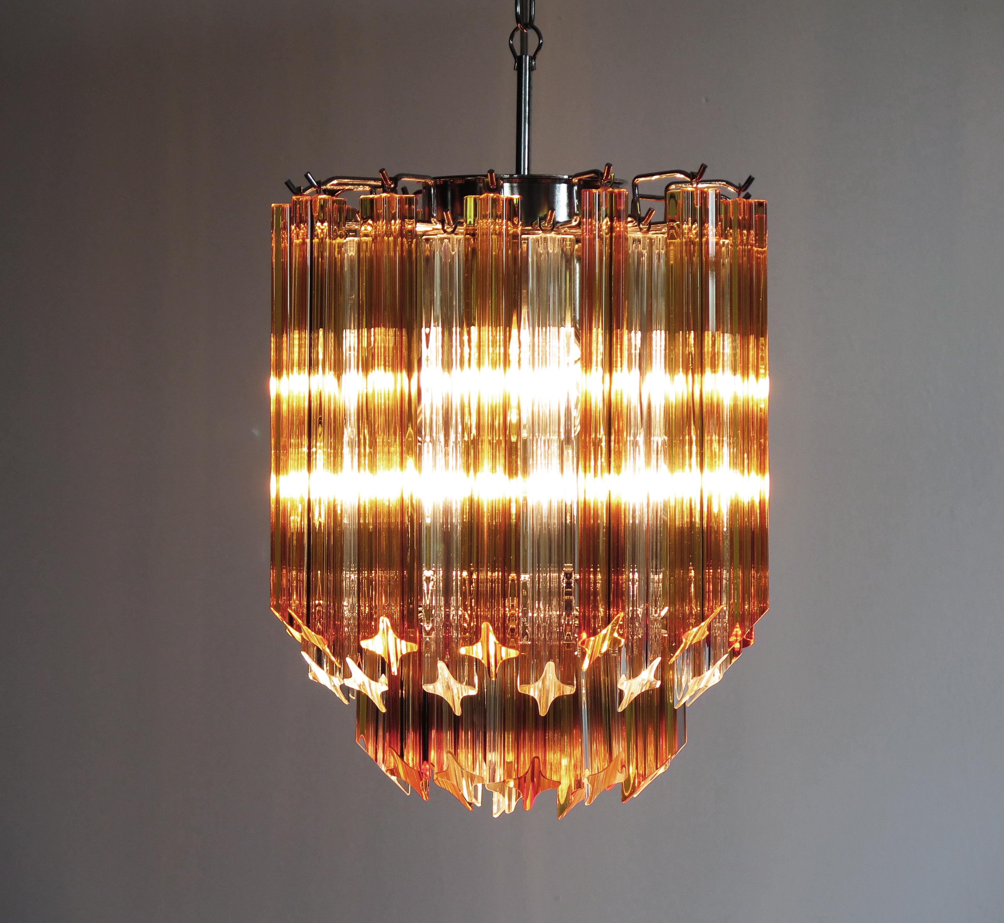 Quadriedri Murano chandelier - 47 prisms - trasparent amber 7