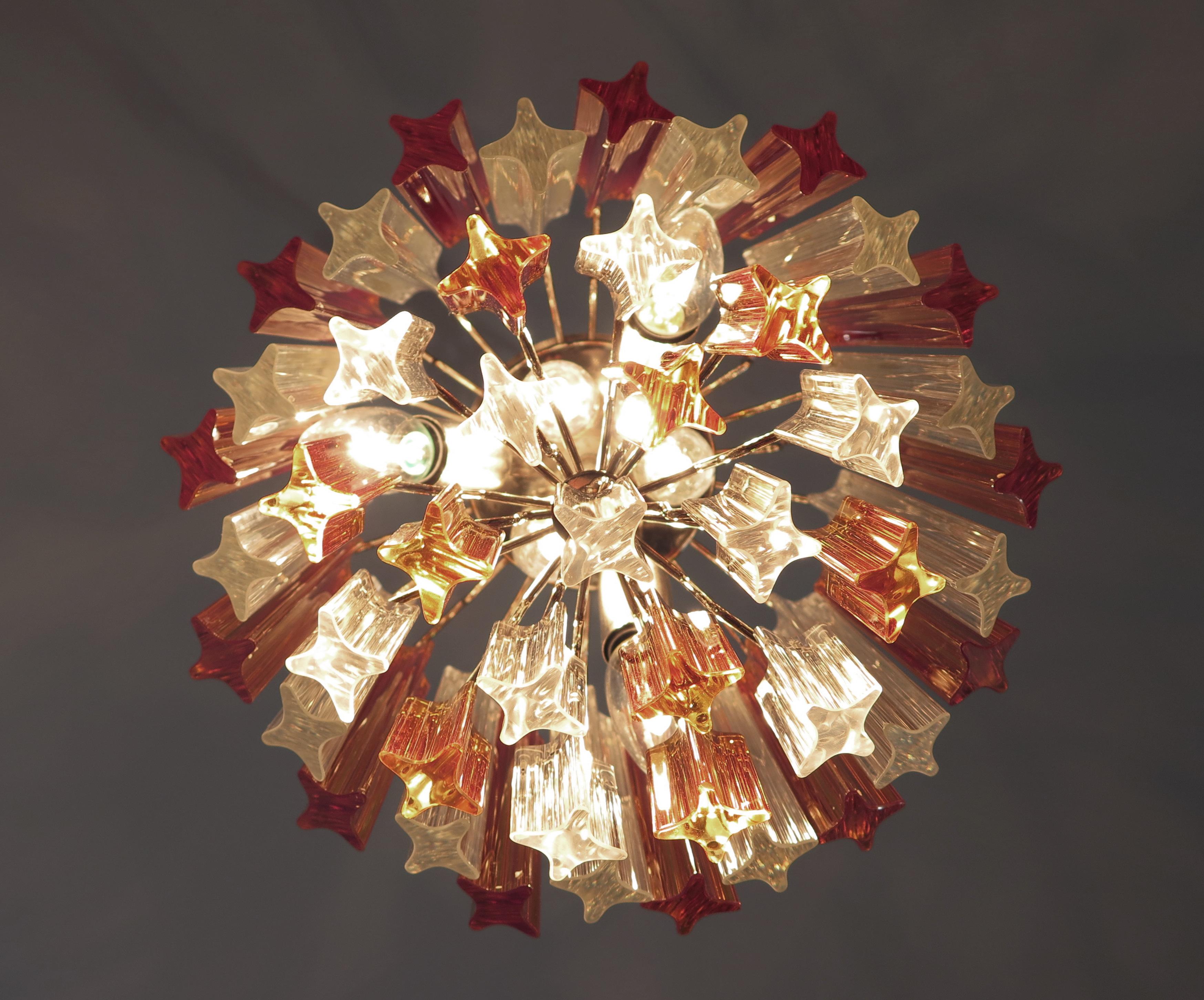 Quadriedri Murano chandelier - 47 prisms - trasparent amber 2