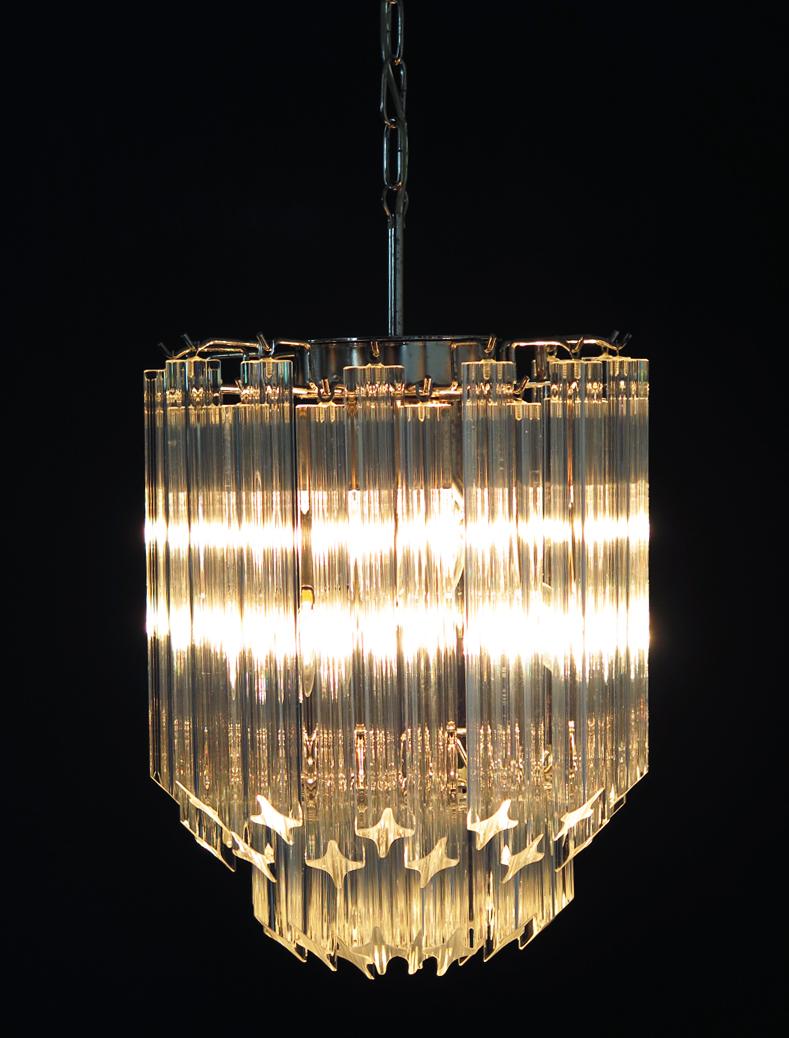 Quadriedri Murano chandelier – 47 trasparent prisms 4